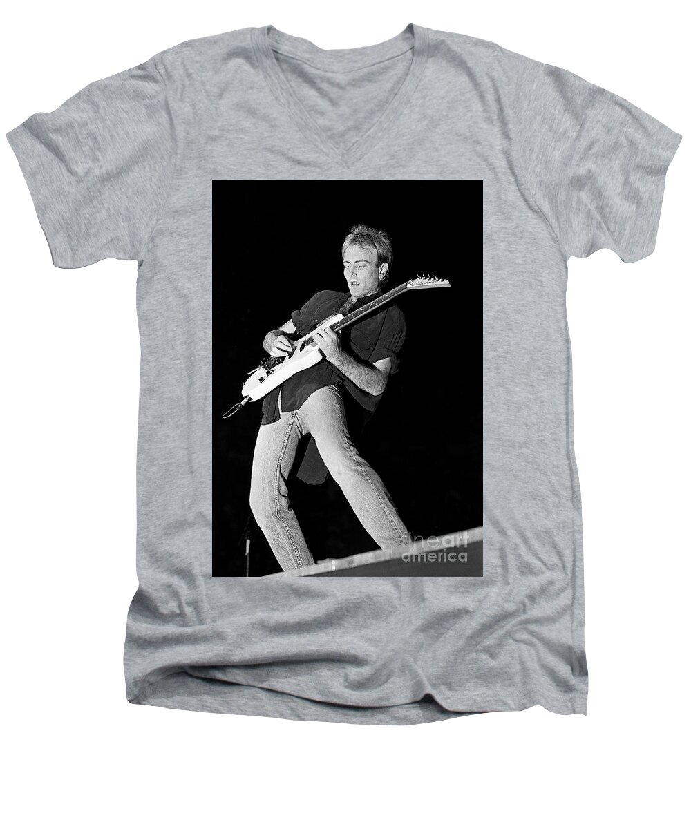 Lead Guitarist Men's V-Neck T-Shirt featuring the photograph Phil Collen - Def Leppard by Concert Photos