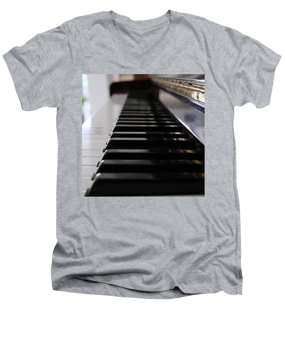 Piano Men's V-Neck T-Shirt featuring the photograph Piano by Mini Arora