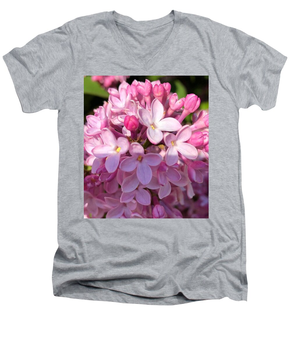 Lilacs Men's V-Neck T-Shirt featuring the photograph Pink Lilacs by Deahn Benware