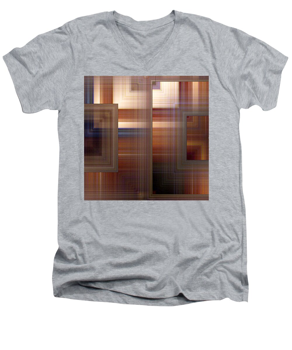 Abstract Men's V-Neck T-Shirt featuring the painting Plaid Squared by RC DeWinter
