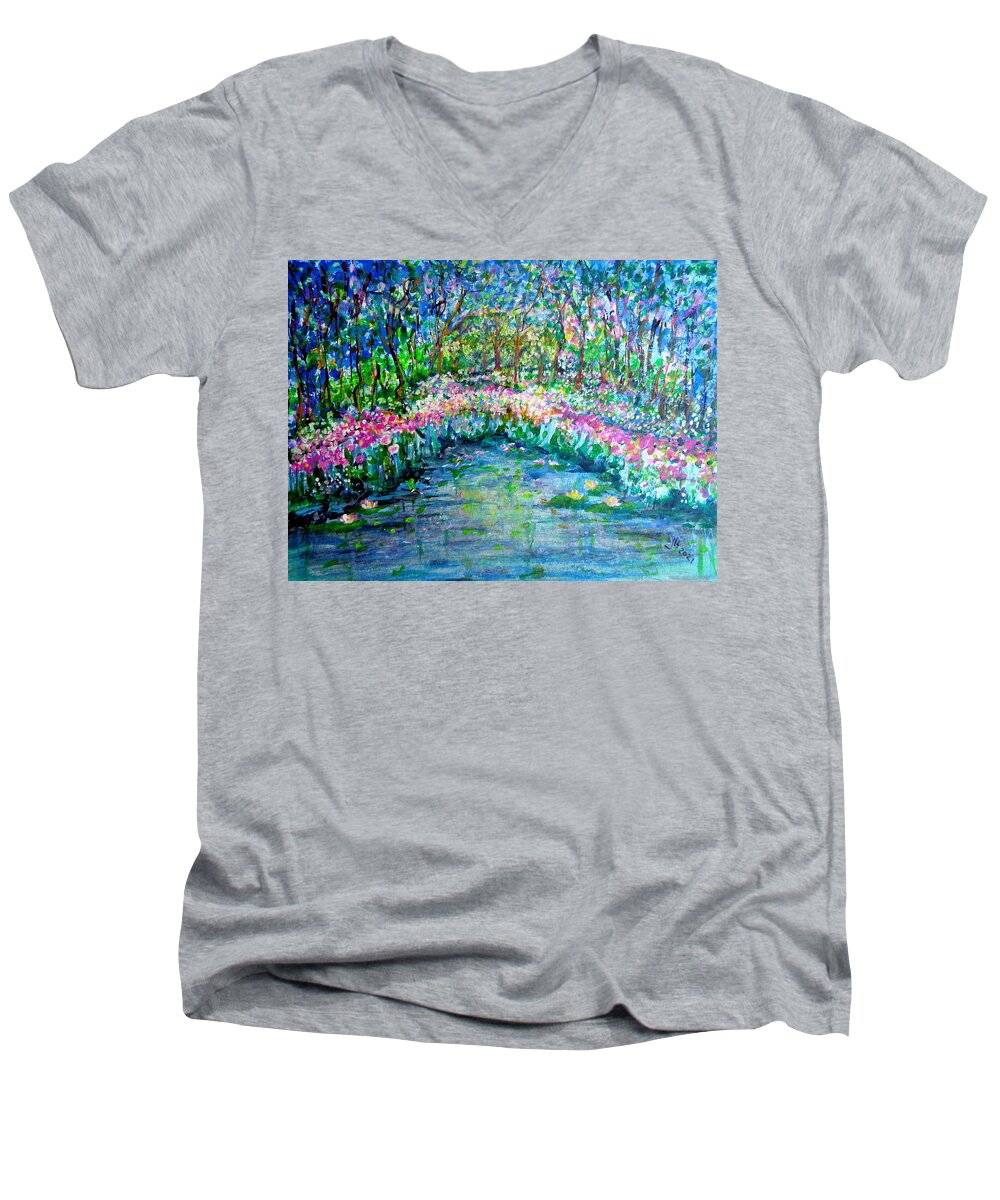 Imaginary Forest Men's V-Neck T-Shirt featuring the painting Pool of Dreams by Sarah Hornsby