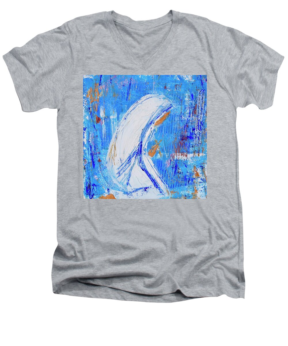 Mother Teresa Men's V-Neck T-Shirt featuring the painting Prayers of a Nun by Patty Donoghue