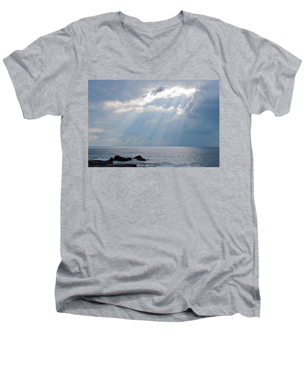 Italy Men's V-Neck T-Shirt featuring the photograph Rays of Sunshine by CR Courson