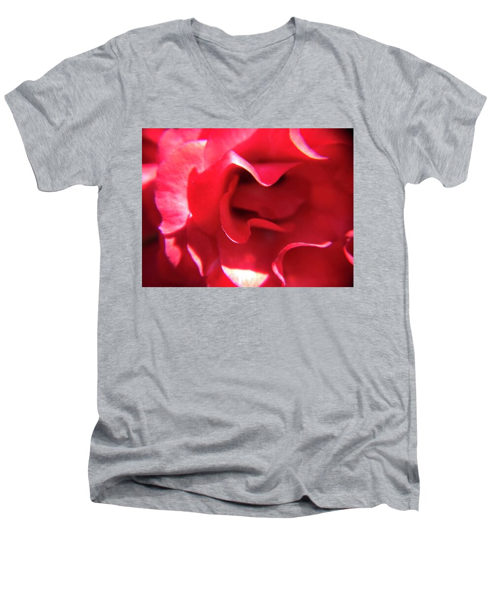 Red Rose Men's V-Neck T-Shirt featuring the photograph Red Rose by Vivian Aumond