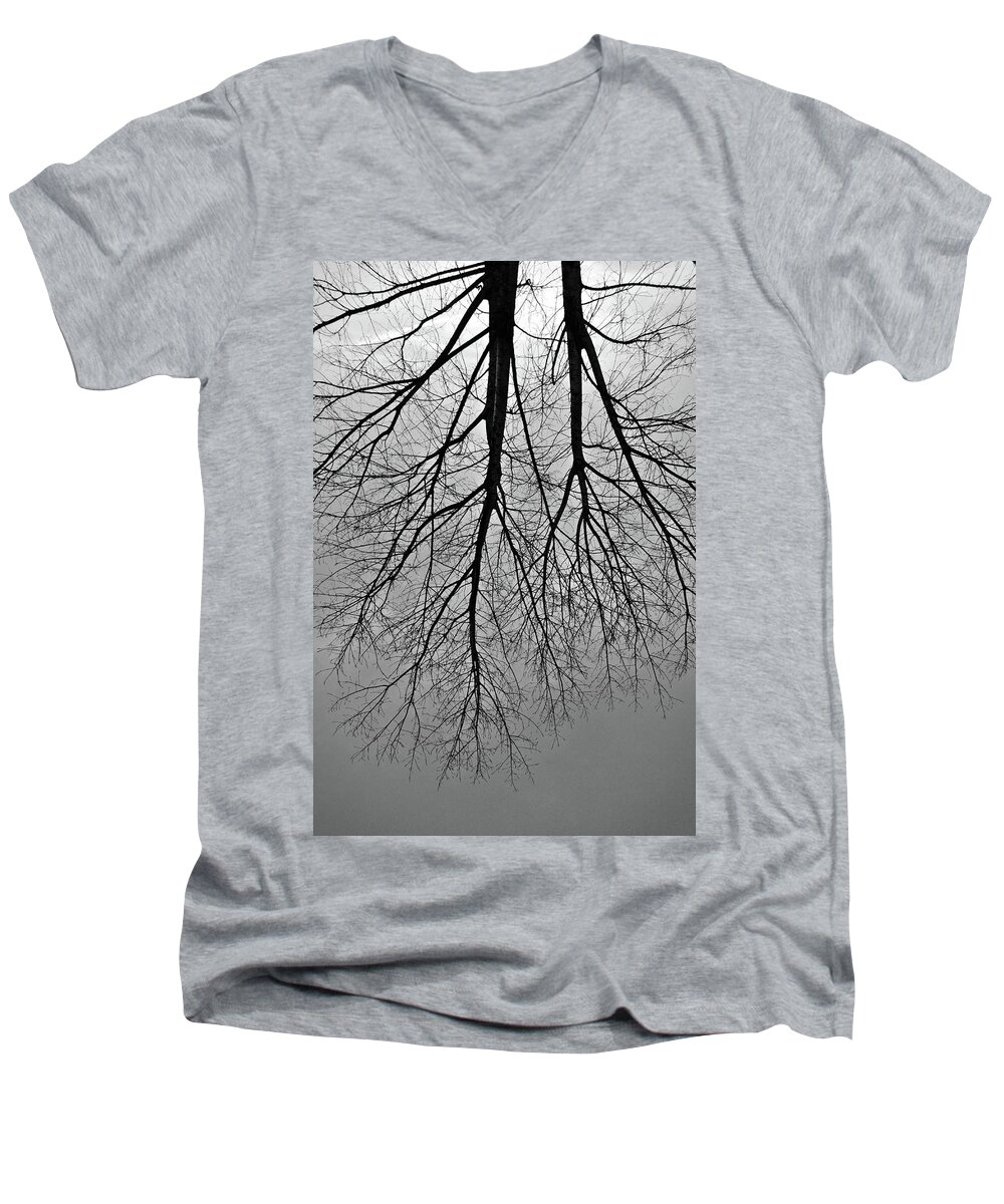Roots Men's V-Neck T-Shirt featuring the photograph Rooted Tree Reflections by Angelo DeVal