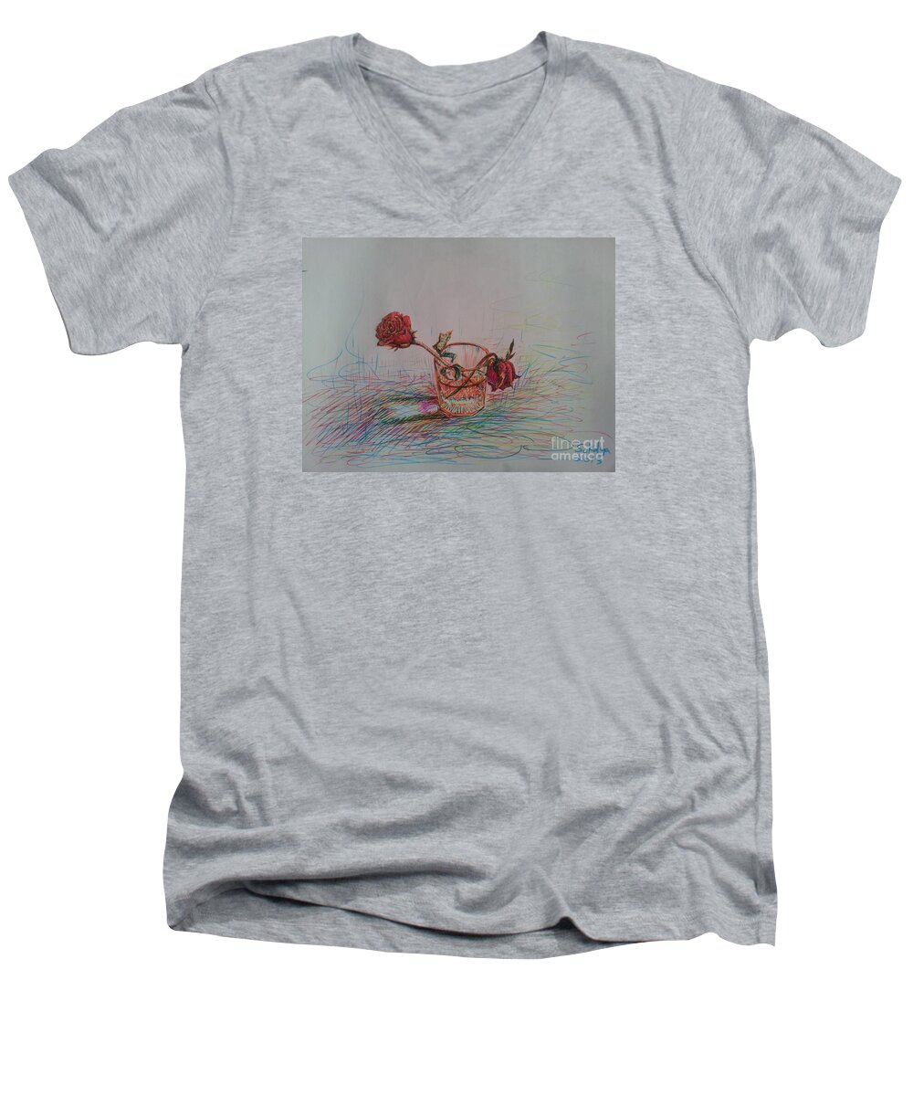 Rose Men's V-Neck T-Shirt featuring the painting Rose to End by Sukalya Chearanantana