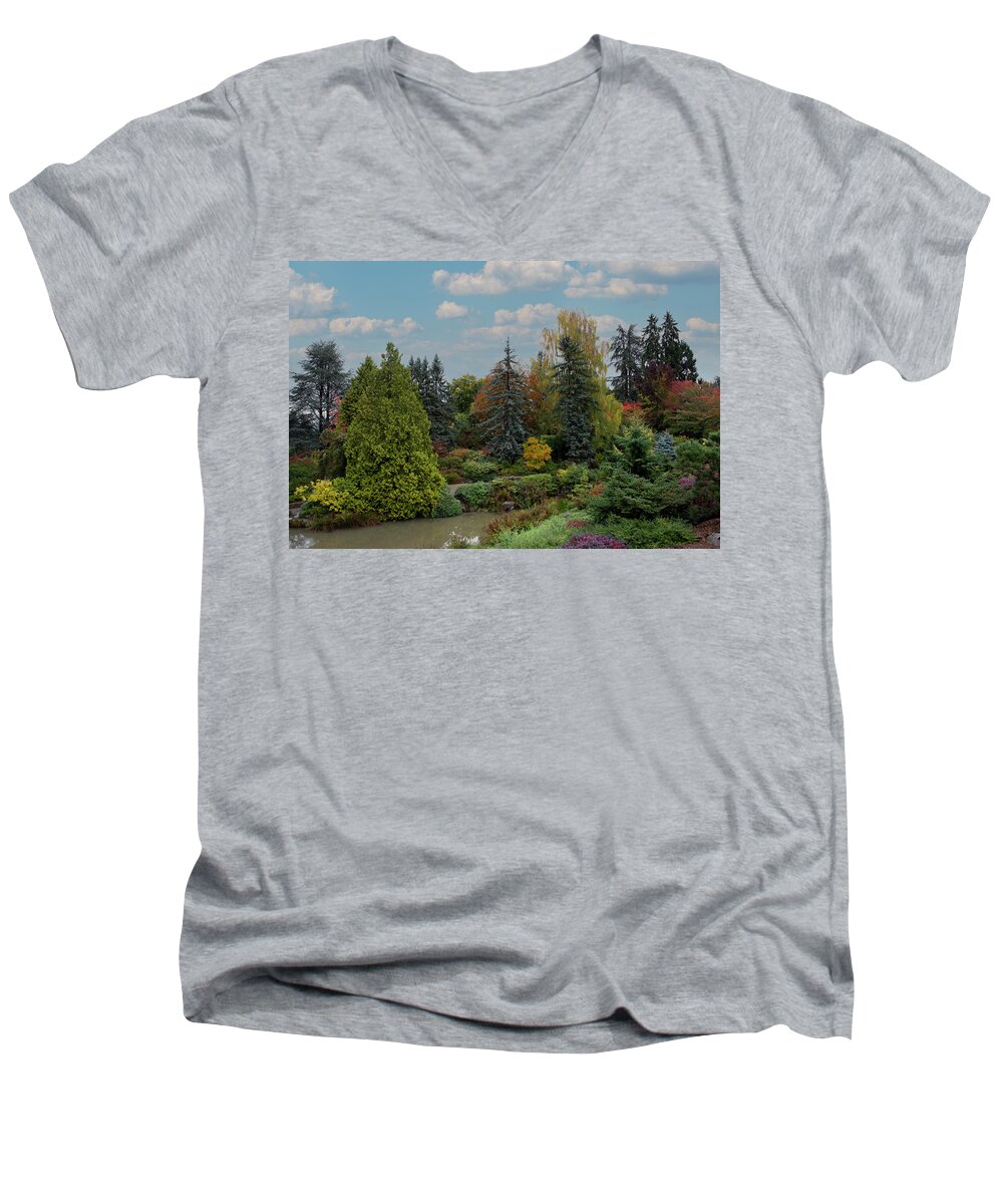 Botanical Garden Men's V-Neck T-Shirt featuring the photograph Scenic Garden by Jerry Cahill