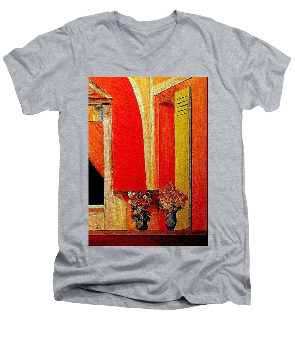 Italy Men's V-Neck T-Shirt featuring the painting Siena Morning by Bill OConnor