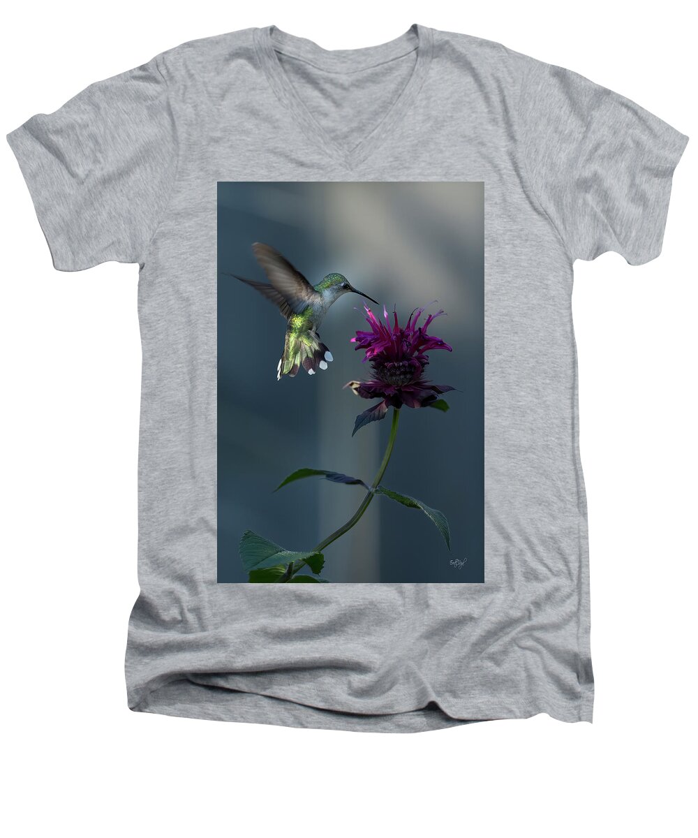 Hummingbird Men's V-Neck T-Shirt featuring the photograph Smiles in the Garden by Everet Regal