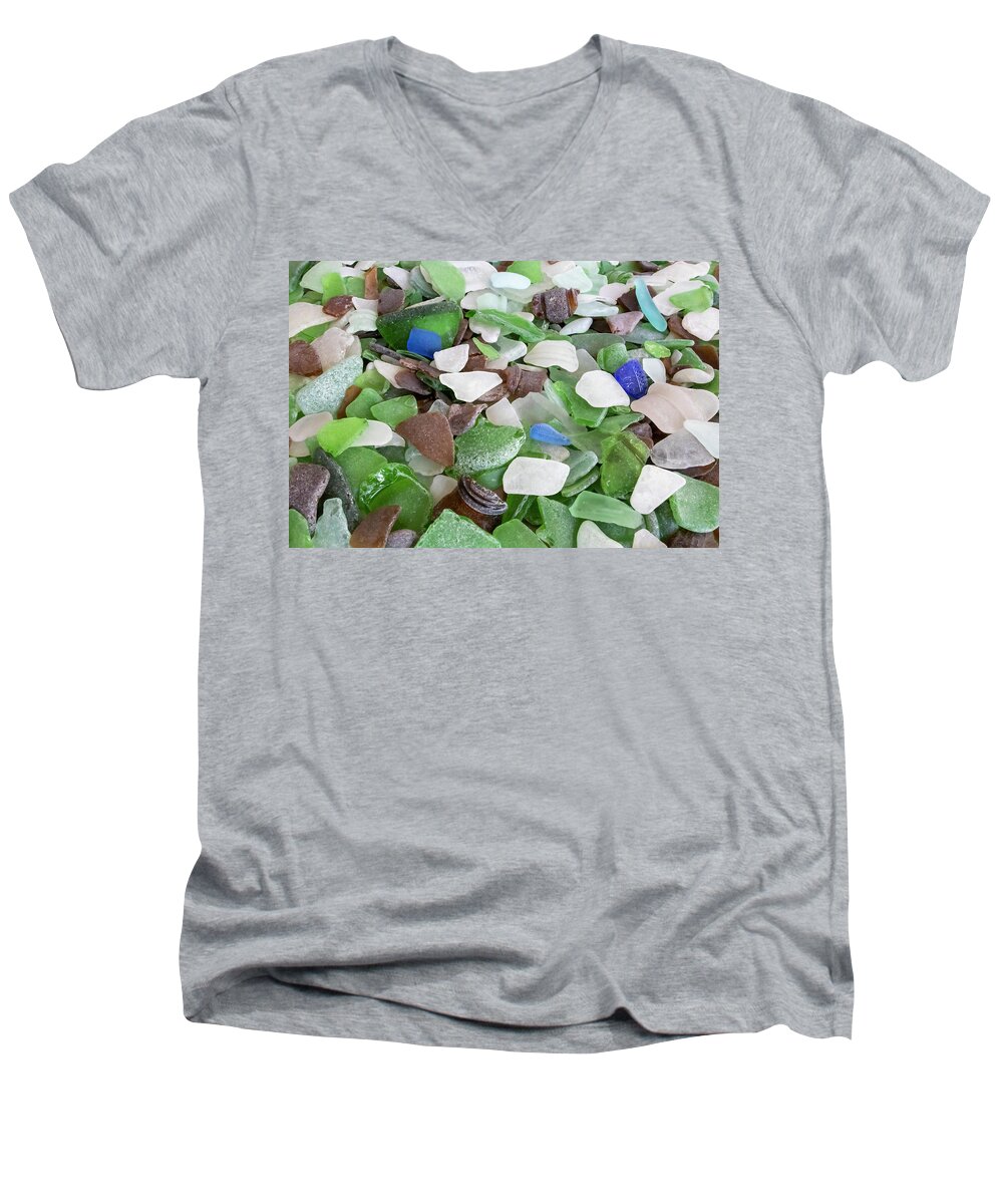 Sea Glass Men's V-Neck T-Shirt featuring the photograph Southport Sea Glass by Blair Damson