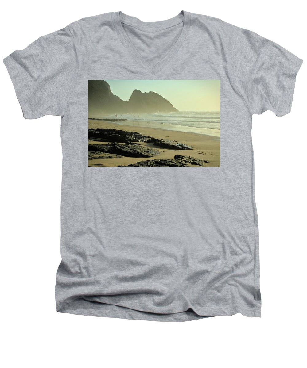 Vale Dos Homens Men's V-Neck T-Shirt featuring the photograph Summer Afternoon in Vale dos Homens Beach by Angelo DeVal