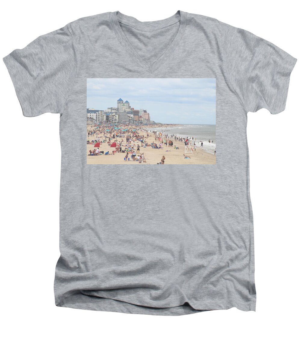 Beach Men's V-Neck T-Shirt featuring the photograph Summertime On The Beach by Robert Banach