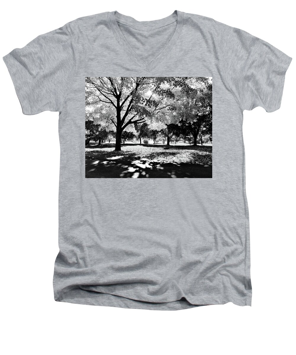 Park Men's V-Neck T-Shirt featuring the photograph Sunny October by Susie Loechler