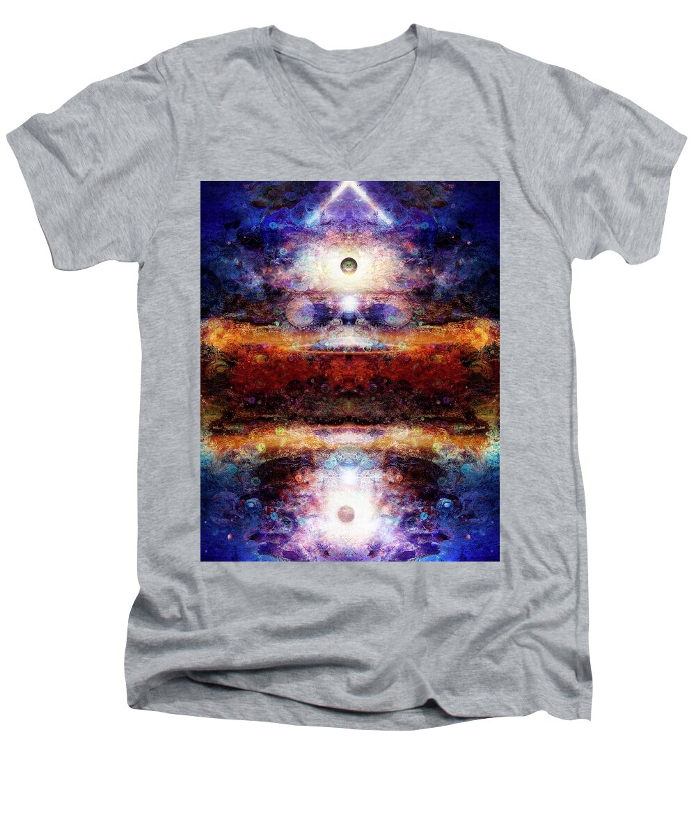Cosmic Men's V-Neck T-Shirt featuring the digital art The Beginning and The End by Sandra Selle Rodriguez