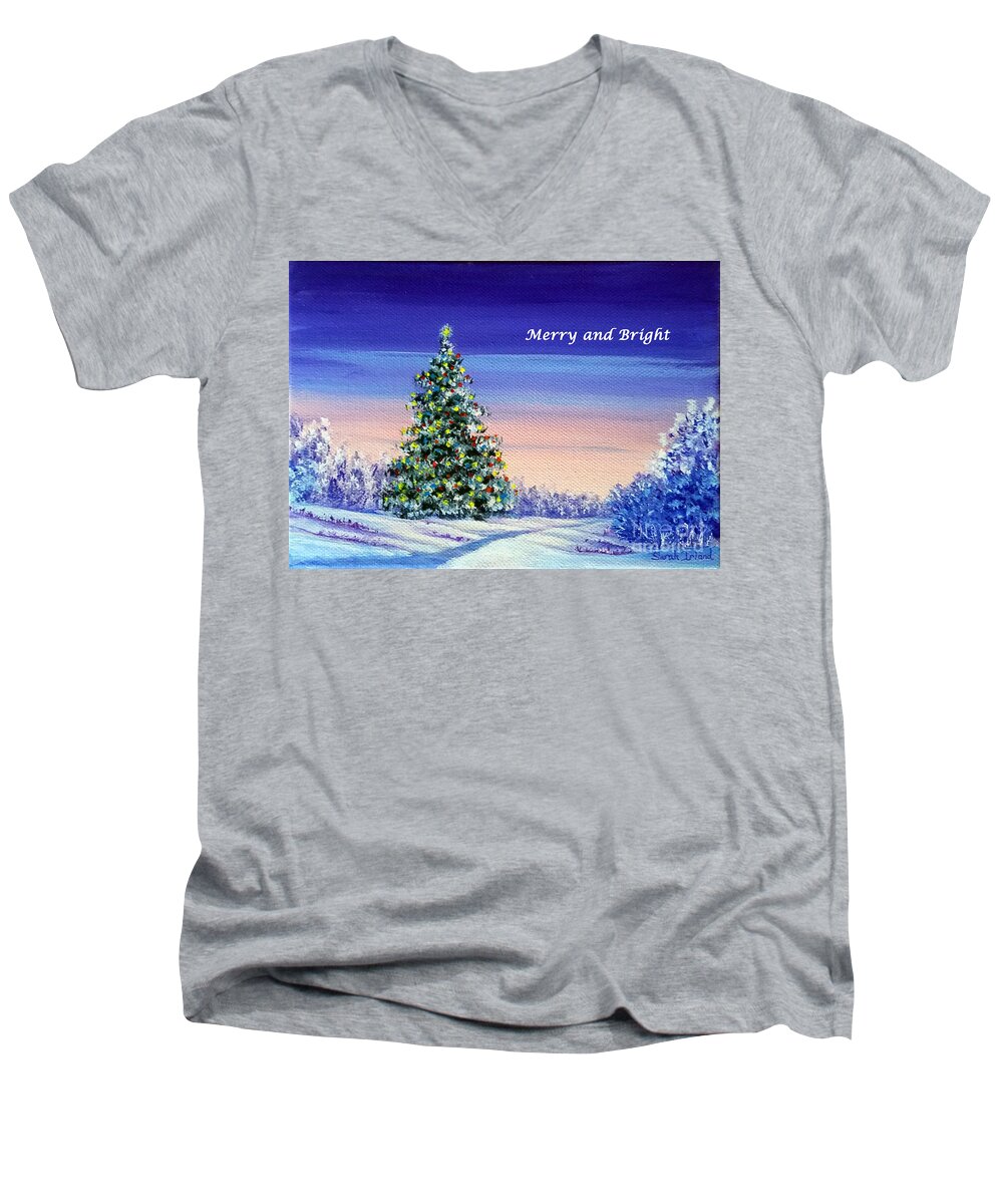 The Men's V-Neck T-Shirt featuring the painting The Discovery - Merry And Bright by Sarah Irland