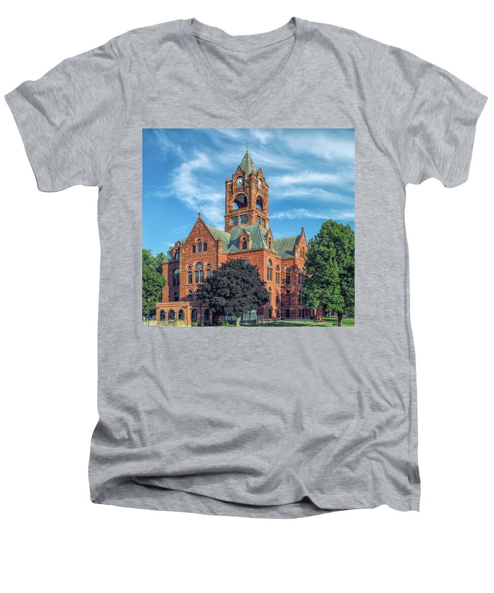 Laporte County Courthouse Men's V-Neck T-Shirt featuring the photograph The LaPorte County Courthouse by Joseph S Giacalone
