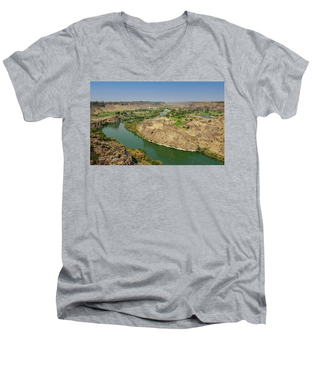 Landscape Photography Men's V-Neck T-Shirt featuring the photograph The Snake River Canyon Twin Falls Idaho by Michael W Rogers