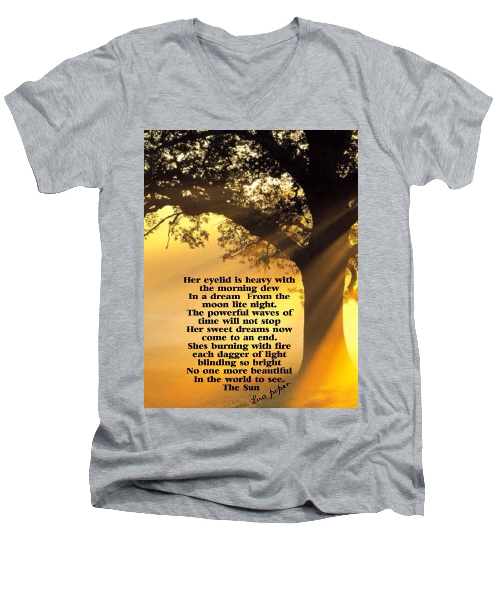  #nonobjective Men's V-Neck T-Shirt featuring the digital art The Sun by Lisa Piper