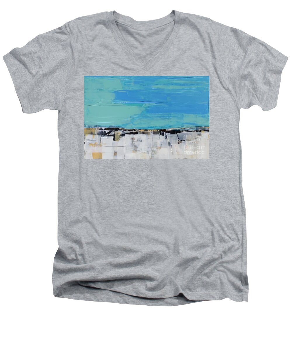 Abstract Men's V-Neck T-Shirt featuring the painting Under Cover by Lisa Dionne