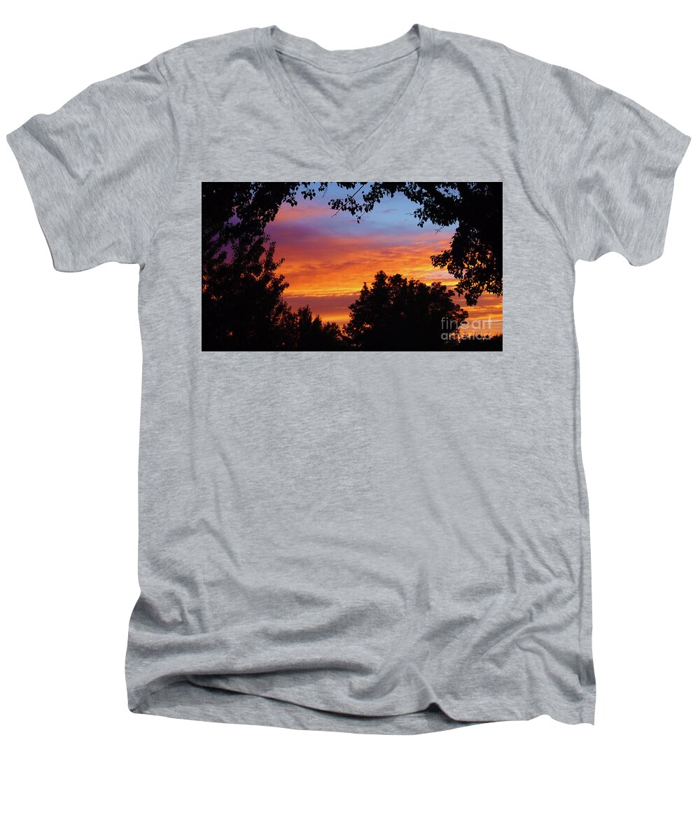 Sunset Men's V-Neck T-Shirt featuring the photograph Utah Sunset by Steve Mitchell