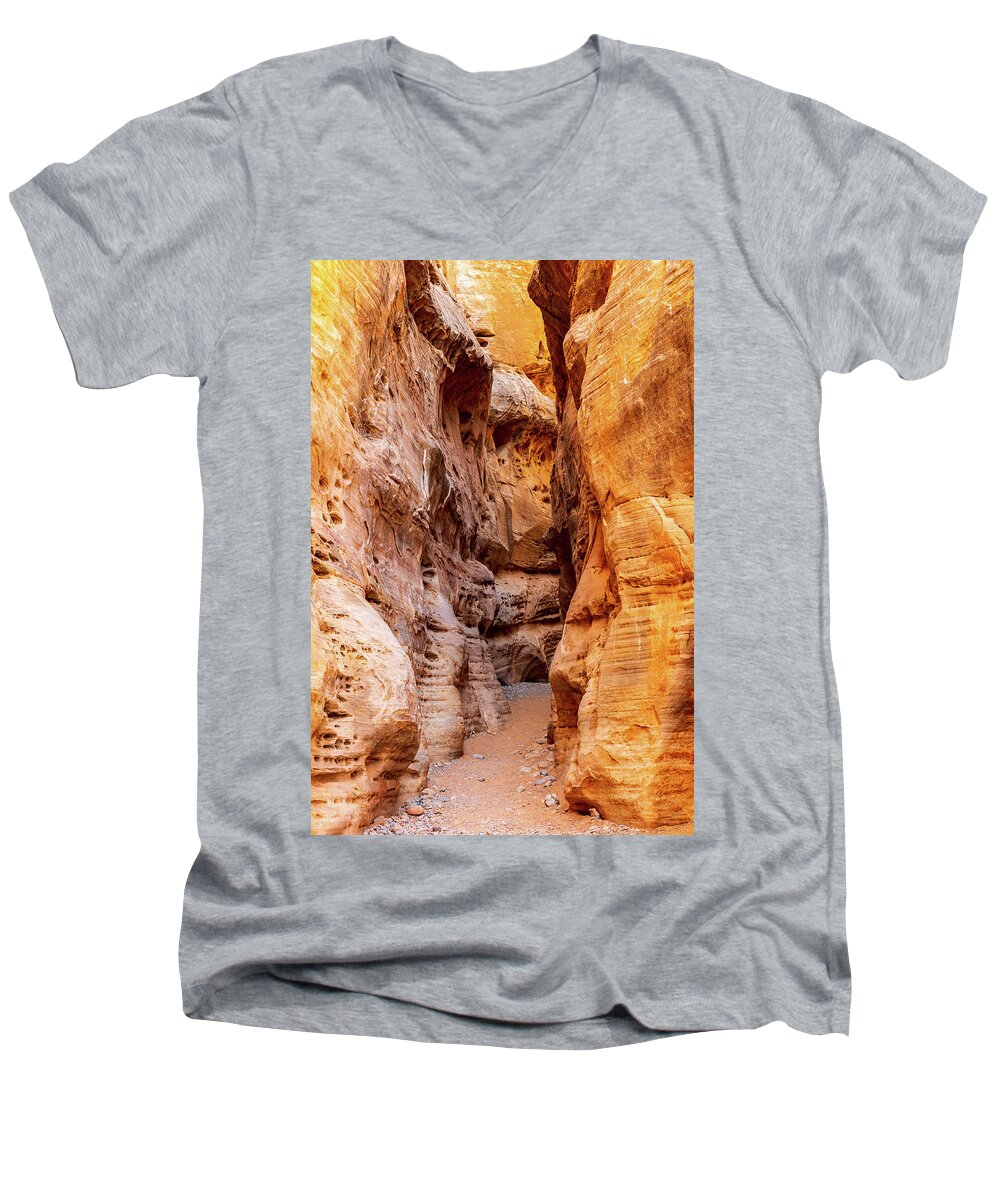Nevada Men's V-Neck T-Shirt featuring the photograph Valley of Fire Canyon I by Stefan Mazzola