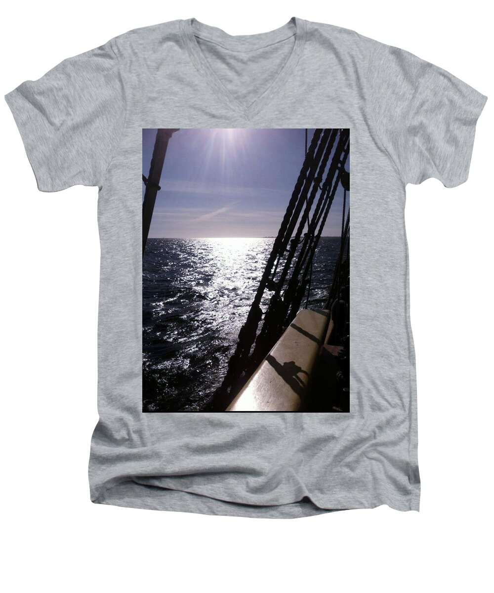 Pirate Ship Men's V-Neck T-Shirt featuring the photograph View from the Deck by Deahn Benware