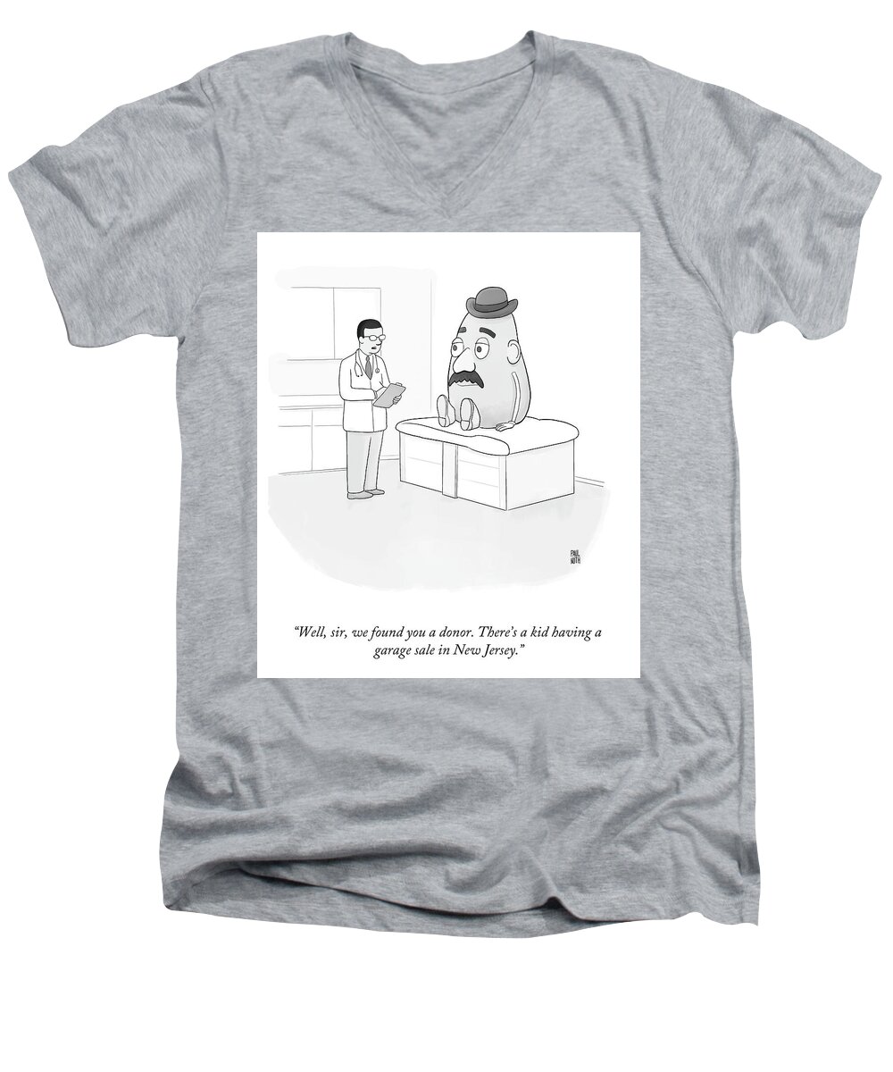 Cctk Men's V-Neck T-Shirt featuring the drawing We Found You a Donor by Paul Noth