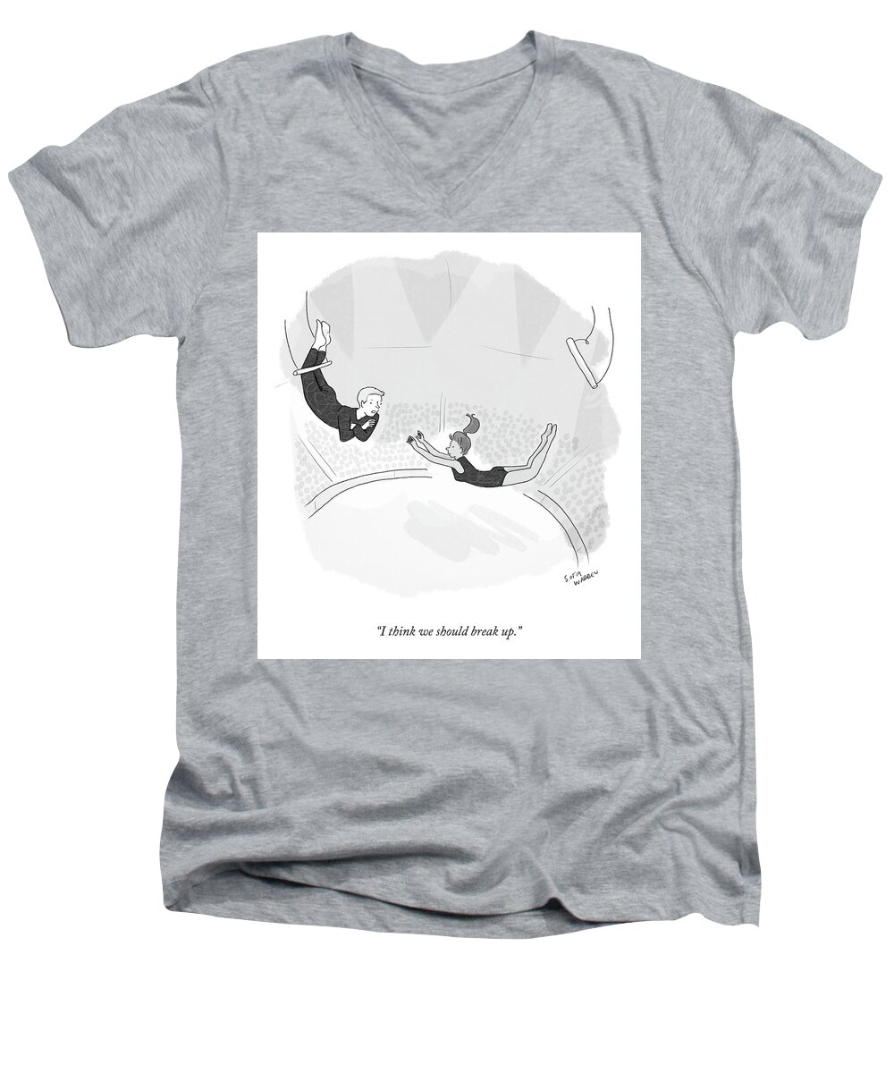 “i Think We Should Break Up.” Men's V-Neck T-Shirt featuring the drawing We Should Break Up by Sofia Warren