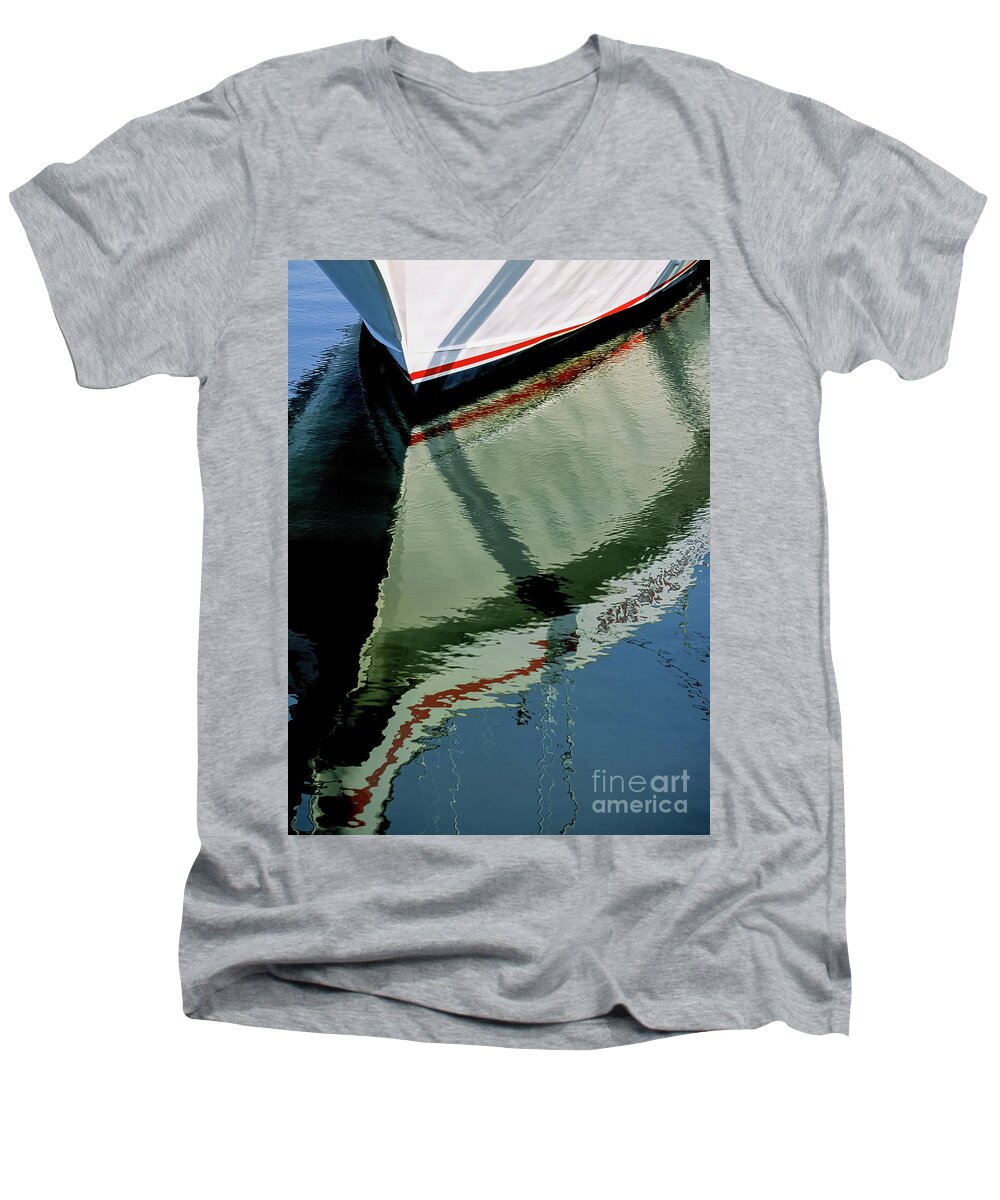  Reflect Men's V-Neck T-Shirt featuring the photograph White Hull on the Water by William Kuta