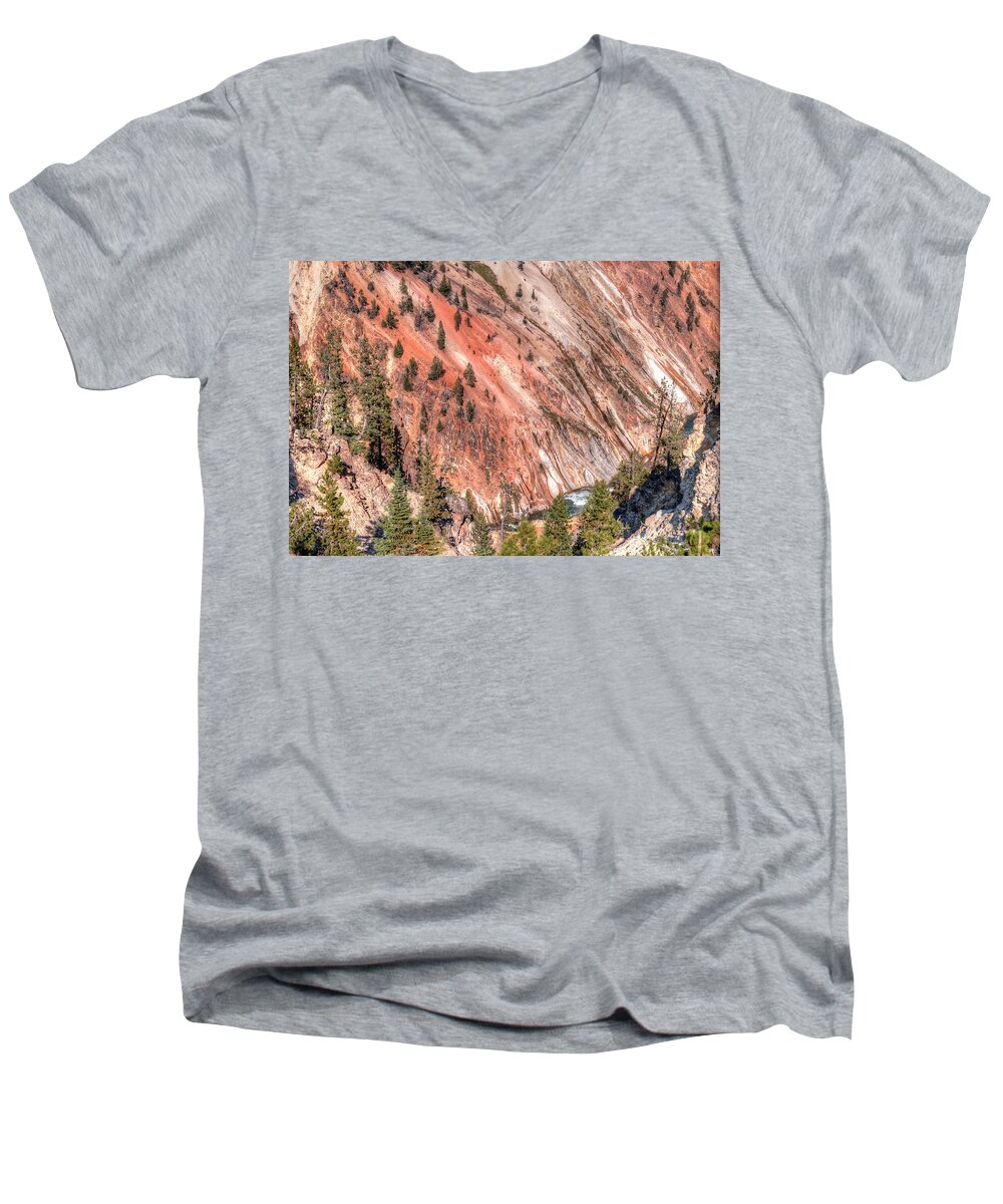 Fine Art Men's V-Neck T-Shirt featuring the photograph Yellowstone River Canyon by Greg Sigrist