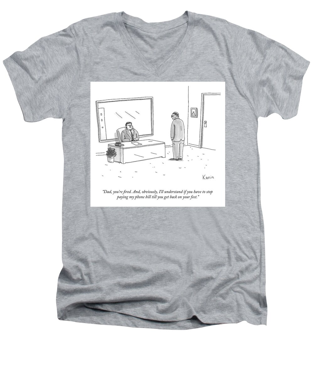 A23137 Men's V-Neck T-Shirt featuring the drawing You're Fired by Zachary Kanin