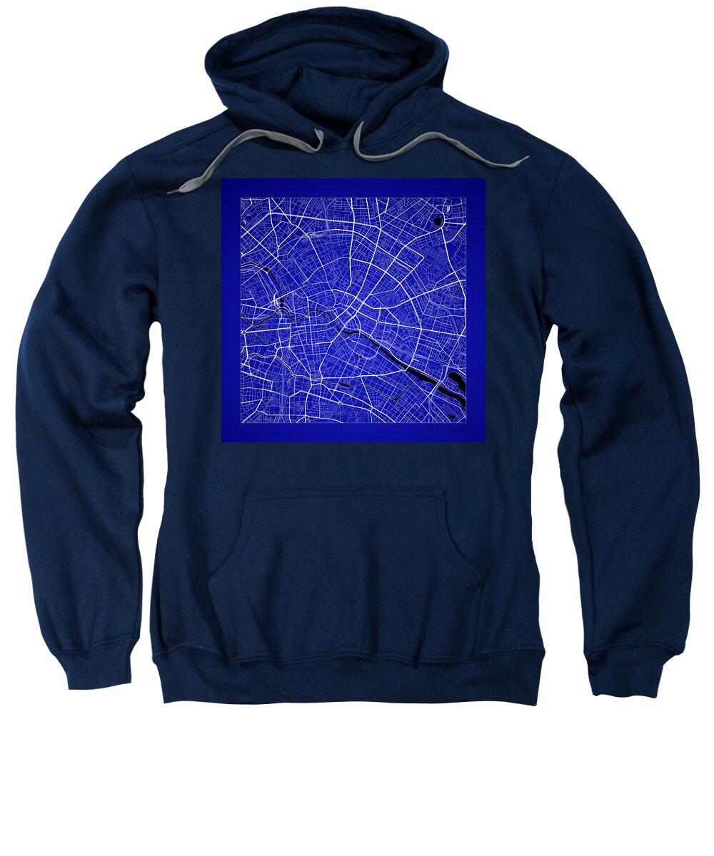 Road Map Sweatshirt featuring the digital art Berlin Street Map - Berlin Germany Road Map Art on Color #1 by Jurq Studio