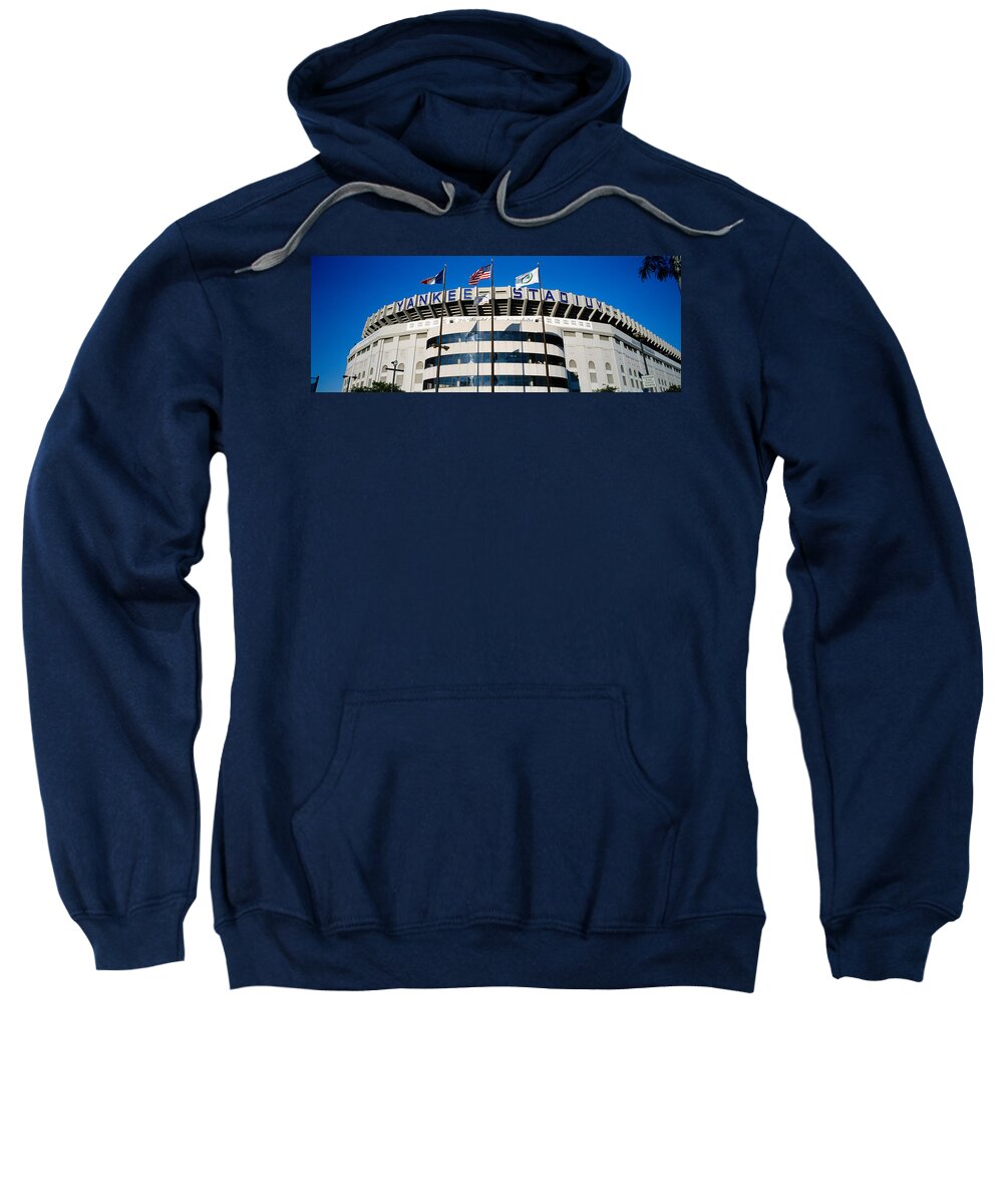 Photography Sweatshirt featuring the photograph Flags In Front Of A Stadium, Yankee #1 by Panoramic Images