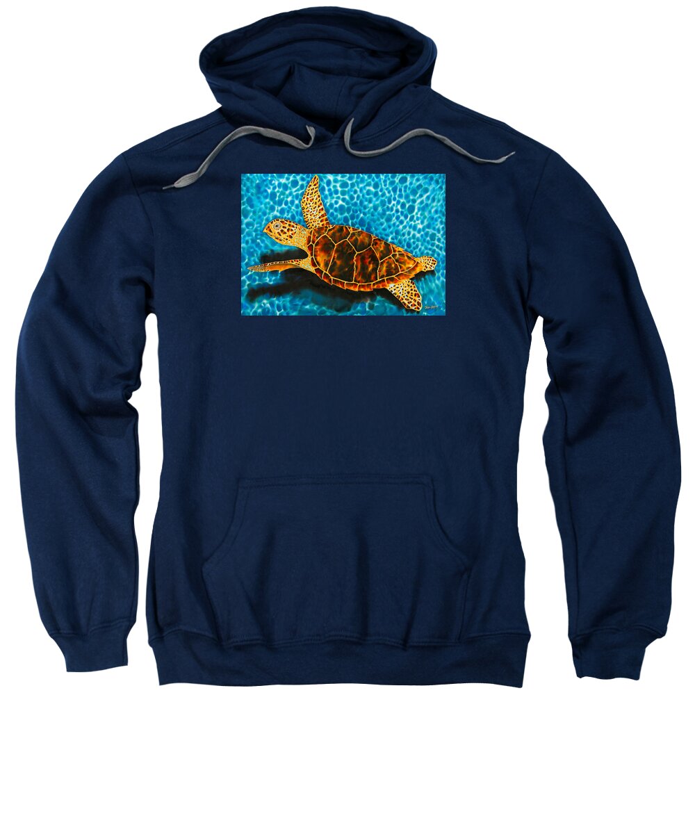 Sea Turtle Sweatshirt featuring the tapestry - textile Green Sea Turtle #6 by Daniel Jean-Baptiste