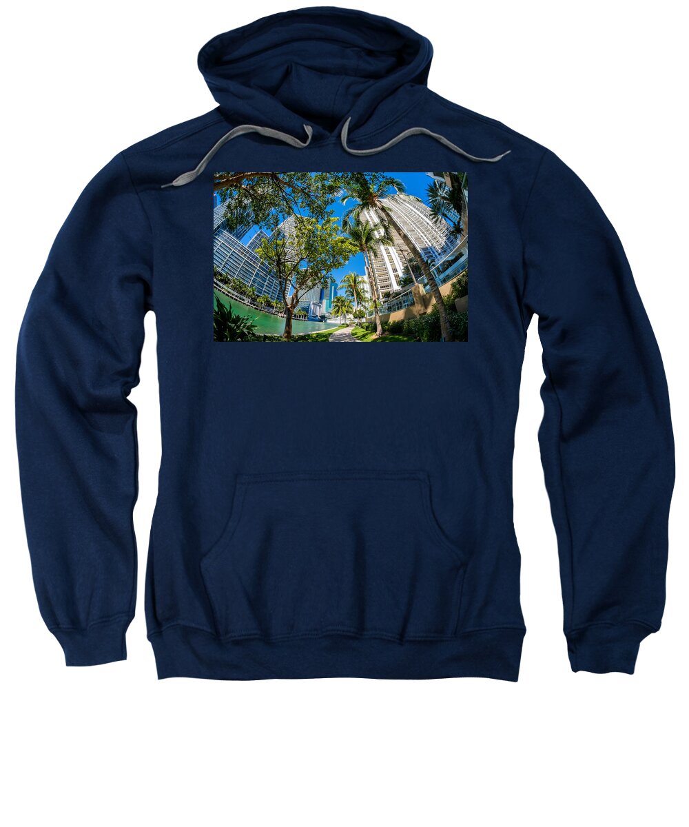Architecture Sweatshirt featuring the photograph Downtown Miami Brickell Fisheye by Raul Rodriguez