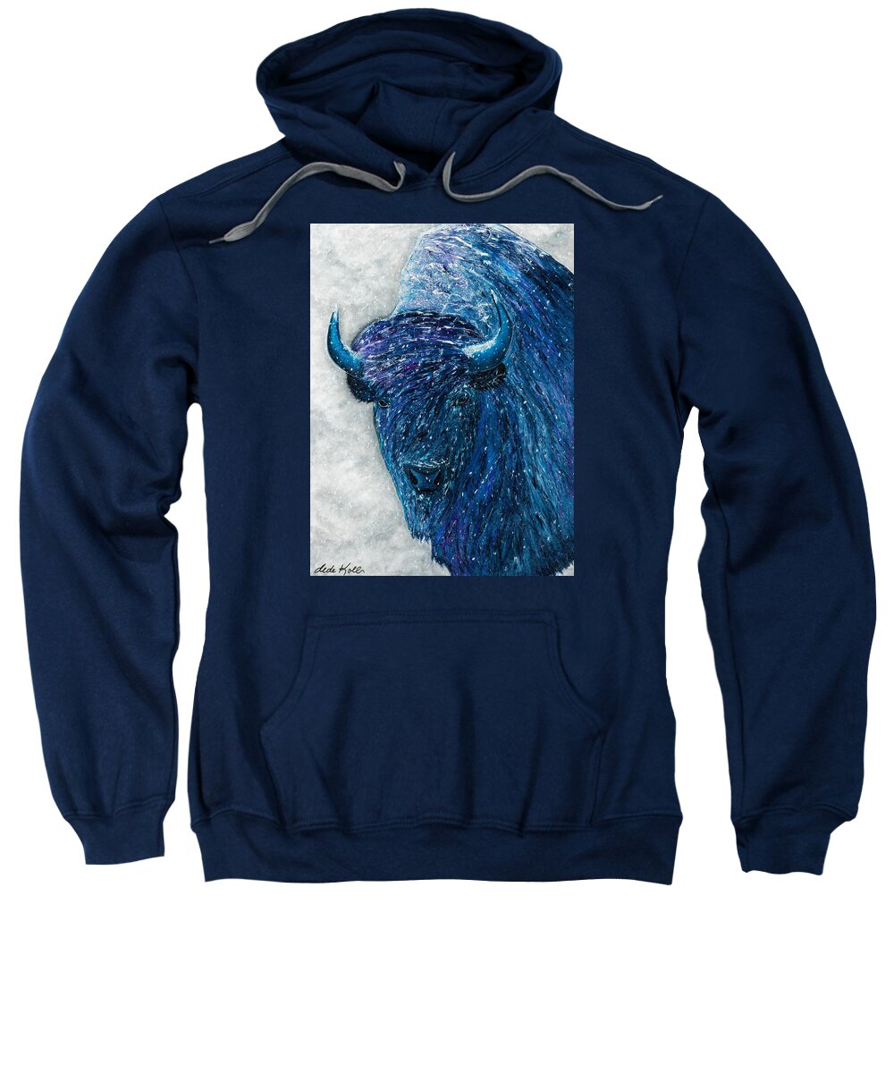 Acrylic Sweatshirt featuring the painting Buffalo - Ready for Winter by Dede Koll