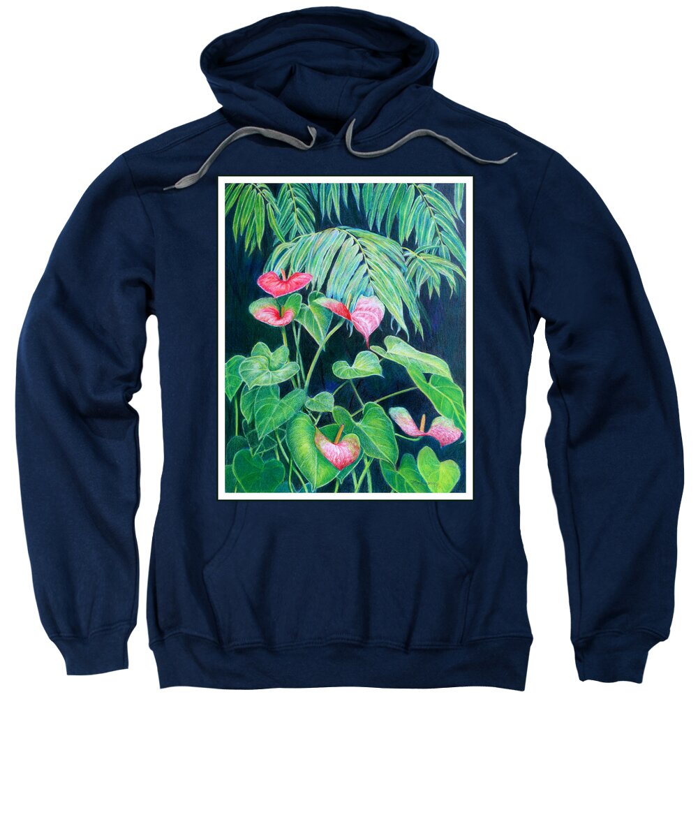 Flora Sweatshirt featuring the painting A Touch of Red by Mariarosa Rockefeller