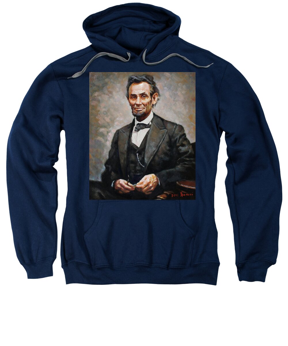 #faatoppicks Sweatshirt featuring the painting Abraham Lincoln by Ylli Haruni