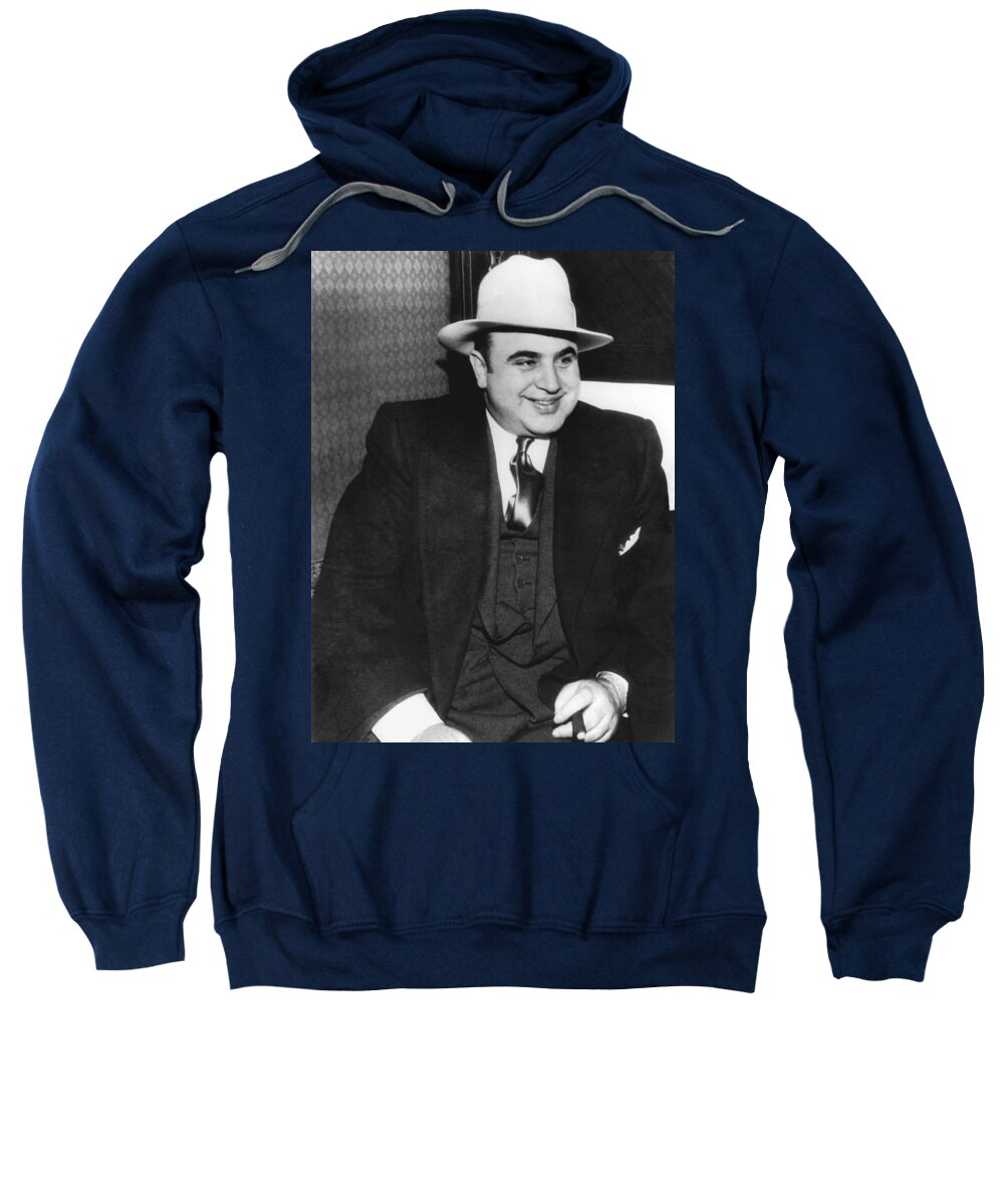 1930 Sweatshirt featuring the photograph American Gangster Al Capone by Underwood Archives