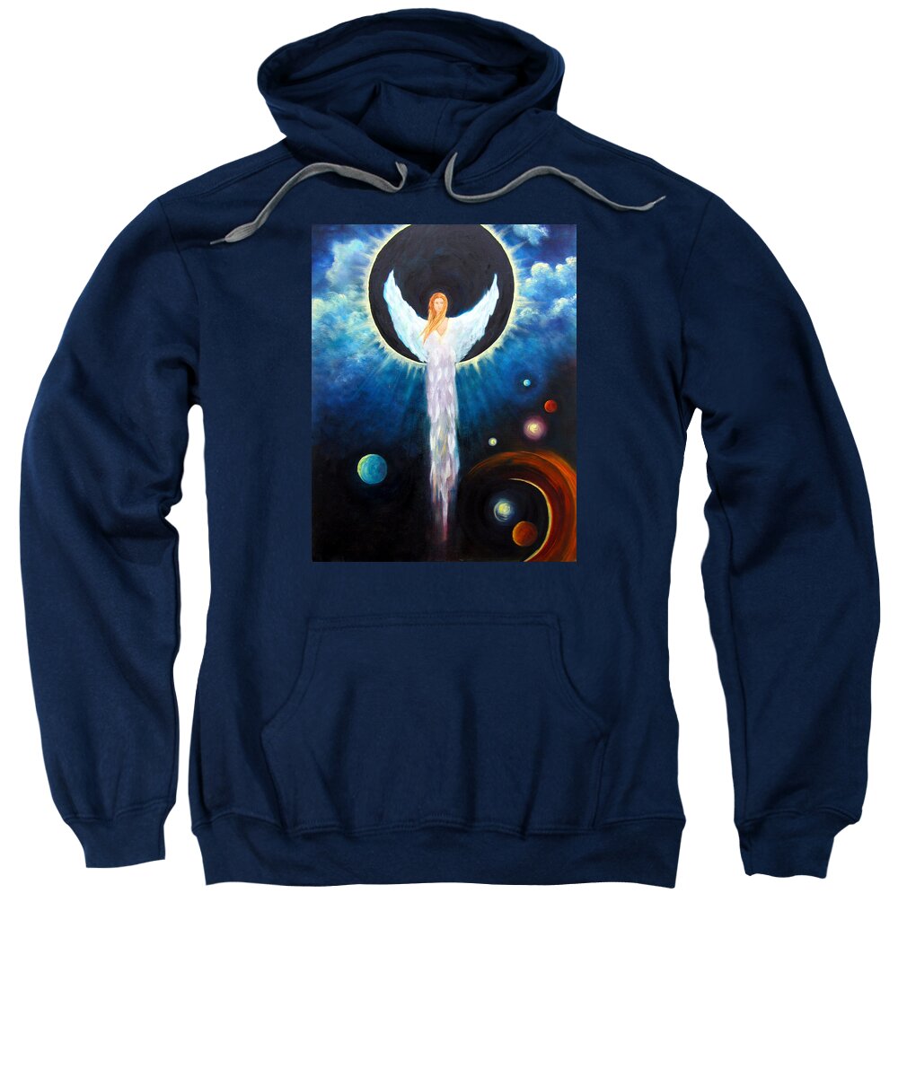 Angel Sweatshirt featuring the painting Angel Of The Eclipse by Marina Petro