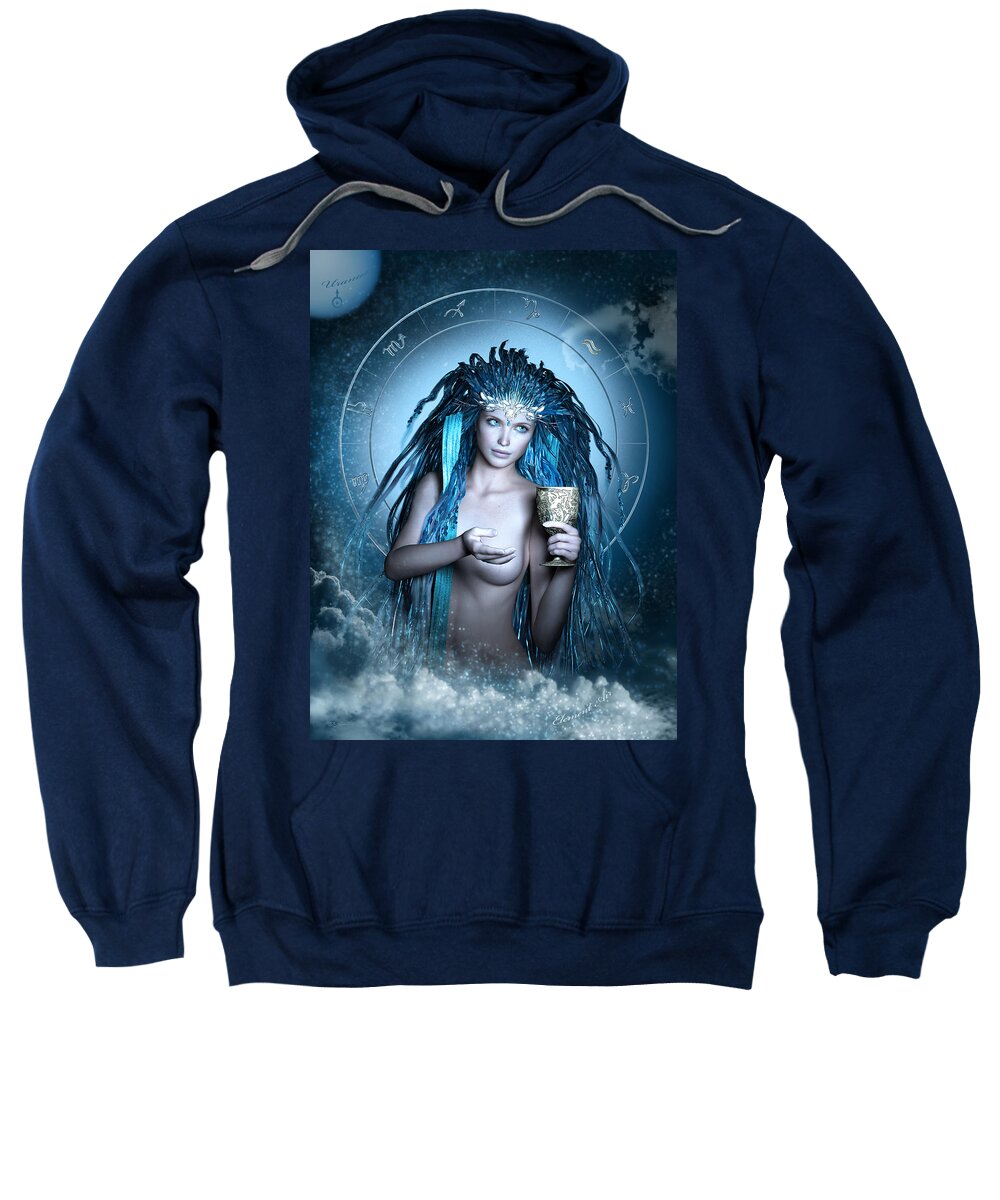 Stars Sweatshirt featuring the digital art Aquarius Fantasy Zodiac by Britta Glodde