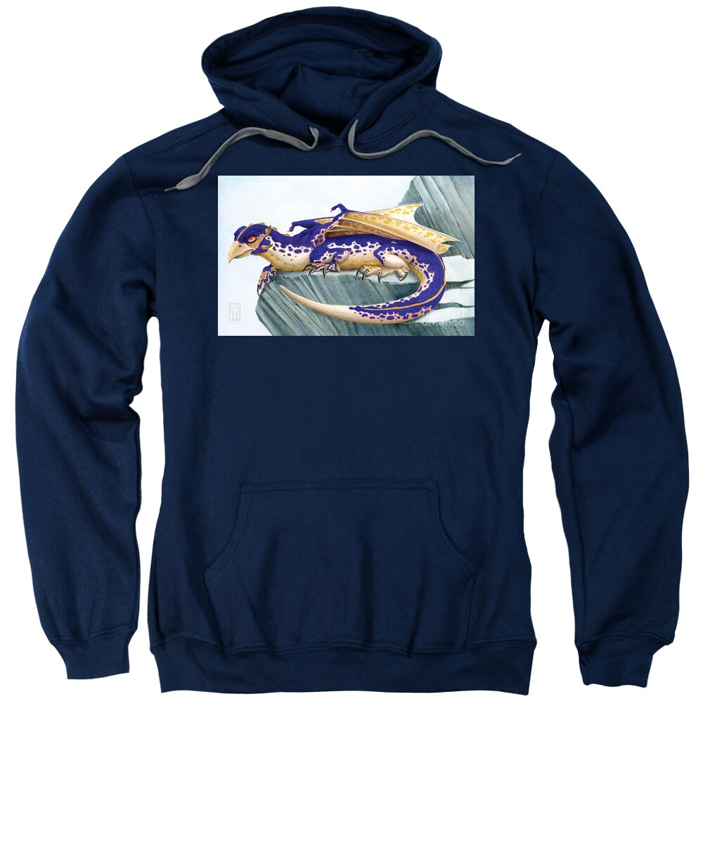 Dragon Sweatshirt featuring the digital art Baby Lapis Spotted Dragon by Melissa A Benson