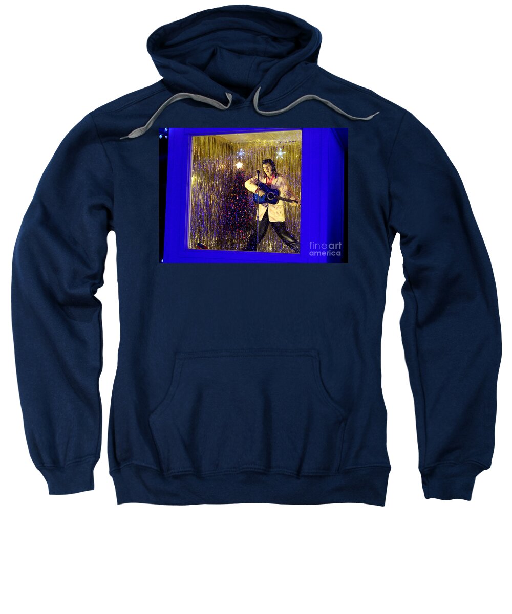Elvis Presley Memorabilia Sweatshirt featuring the photograph Blue Christmas Without Elvis by Kathy White