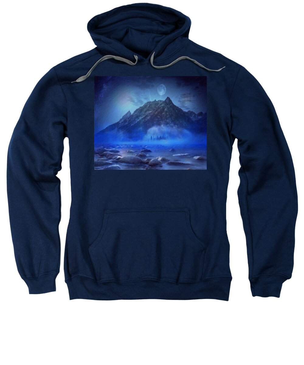 blue Mist Rising Sweatshirt featuring the digital art Blue Mist Rising by Mark Taylor