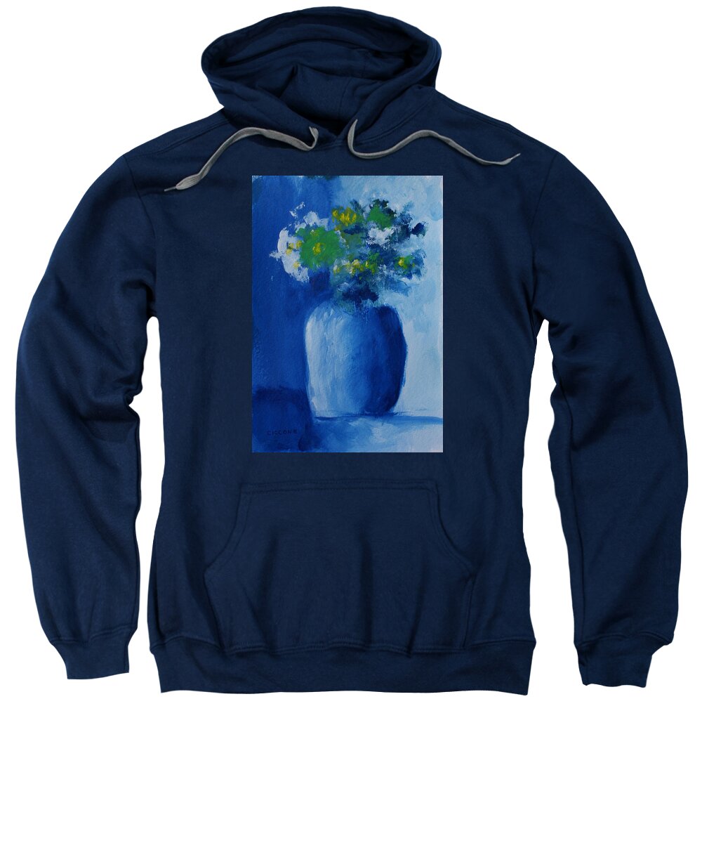 Floral Sweatshirt featuring the painting Bouquet in Blue Shadow by Jill Ciccone Pike