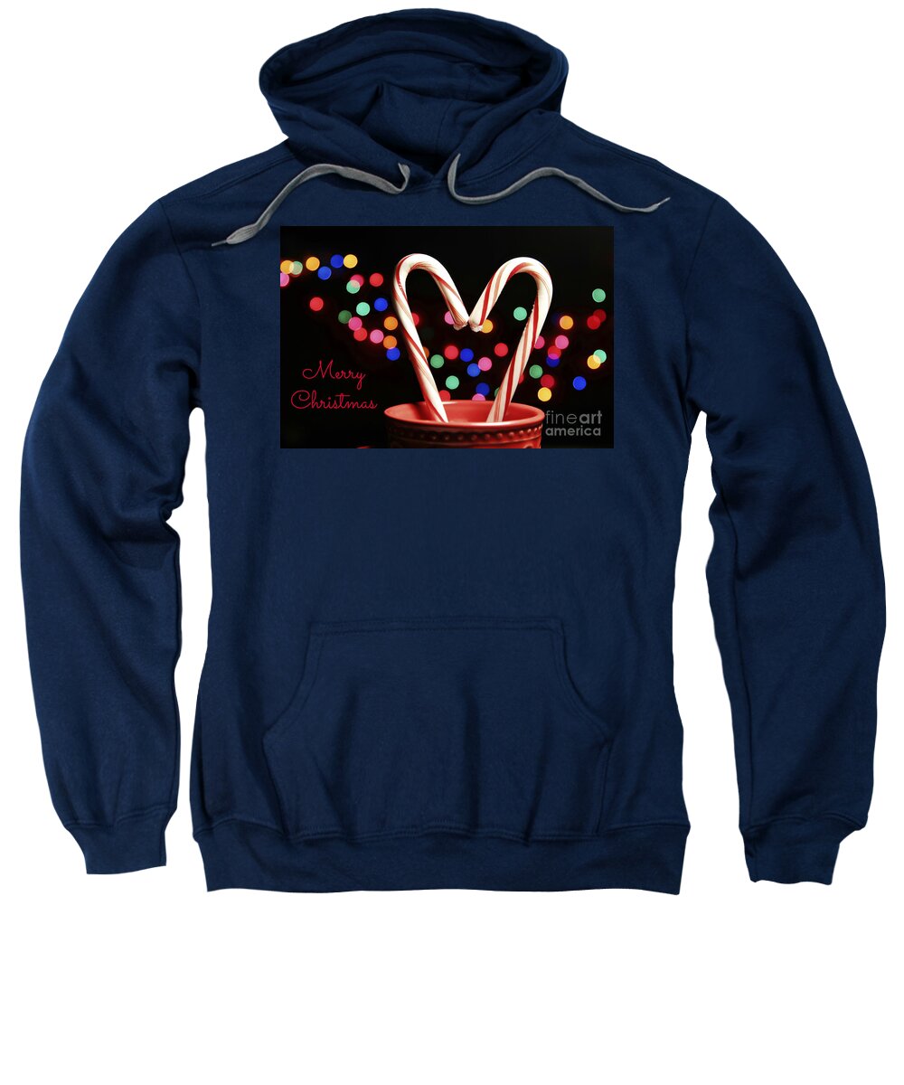 Maine Sweatshirt featuring the photograph Candy Cane Heart Card by Karin Pinkham
