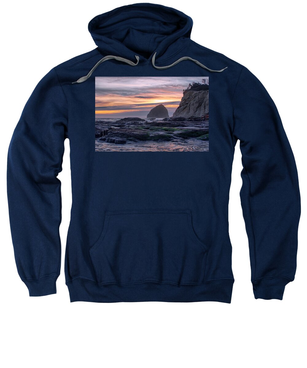 Cape Sweatshirt featuring the photograph Cape Rocks and Surf Sunset by Chriss Pagani