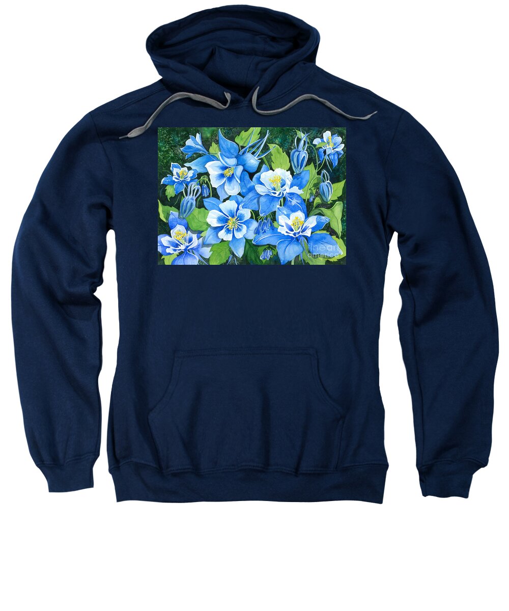 Flowers Sweatshirt featuring the painting Colorado Columbines by Barbara Jewell