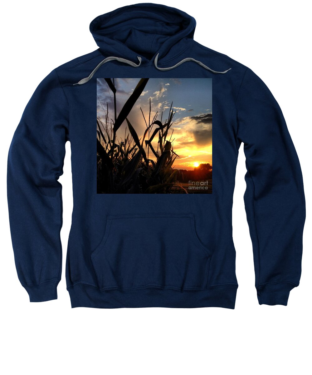 Sky Sweatshirt featuring the photograph Cornfield Sundown by Angela Rath