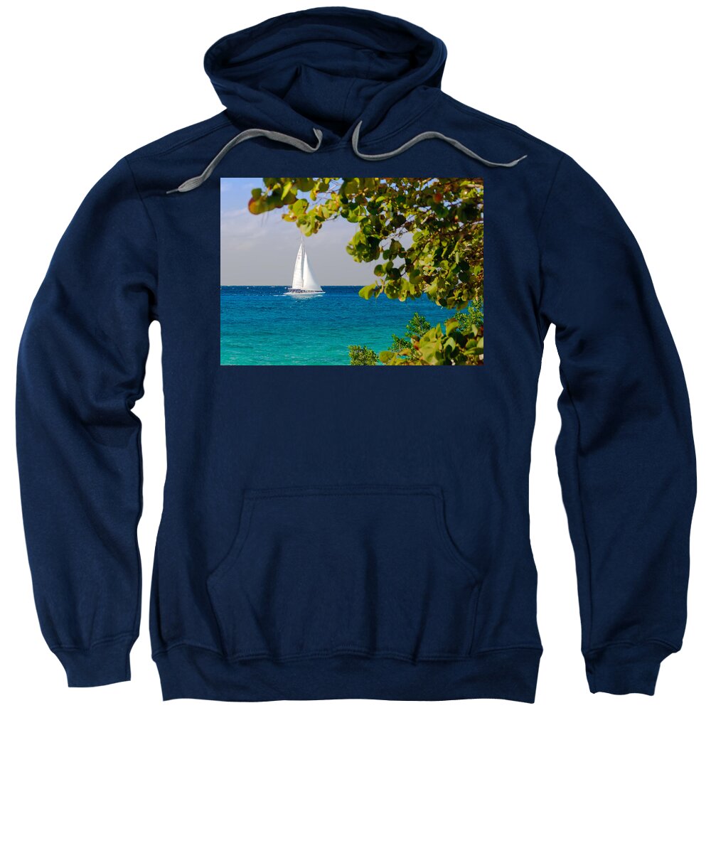Cozumel Sweatshirt featuring the photograph Cozumel Sailboat by Mitchell R Grosky